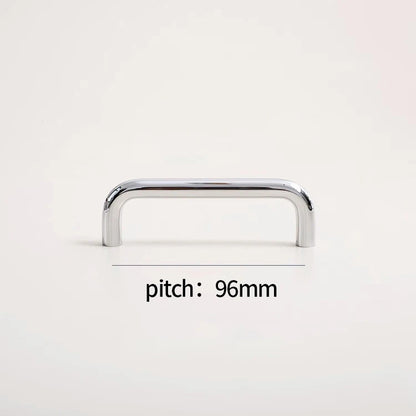 U-Shaped Chrome Furniture Handle Solid Brass Bright Silver Shell Drawer Knob Modern Simple T-Bar Cabinet Long Pull