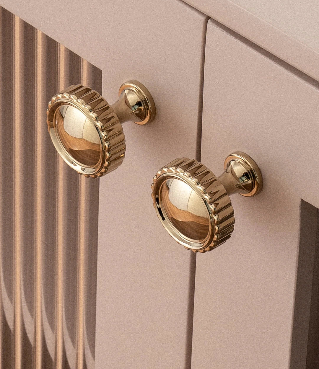 Solid Brass Kitchen Cabinet Handle Bright PVD Gold Luxury Furniture Pull Wardrobe Dresser Drawer Knob