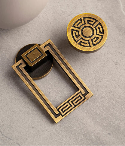 Solid Brushed Antique Brass Handles Chinese Style Kitchen Cabinet Pull Wardrobe Drawer Knob Furniture Handle