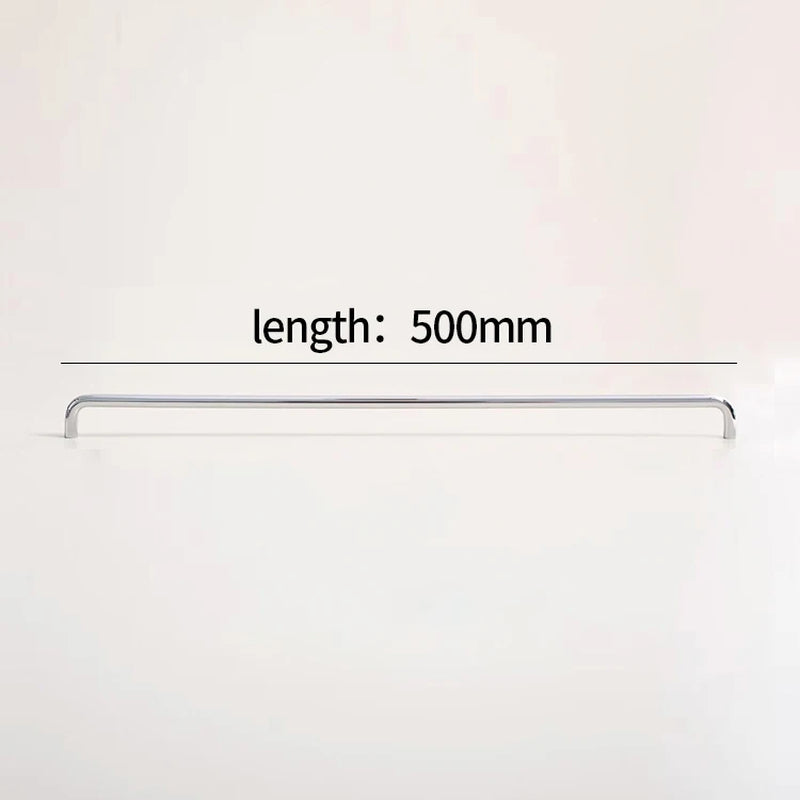 U-Shaped Chrome Furniture Handle Solid Brass Bright Silver Shell Drawer Knob Modern Simple T-Bar Cabinet Long Pull