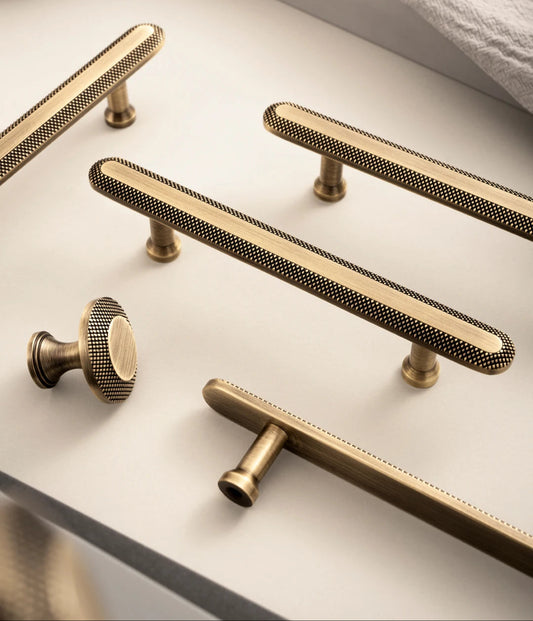 Knurled Grid Antique Brass Kitchen Cabinet Handles Bronze Pulls Kitchen Cabinets T Bar Pull Hardware Cupboard Drawer Knob
