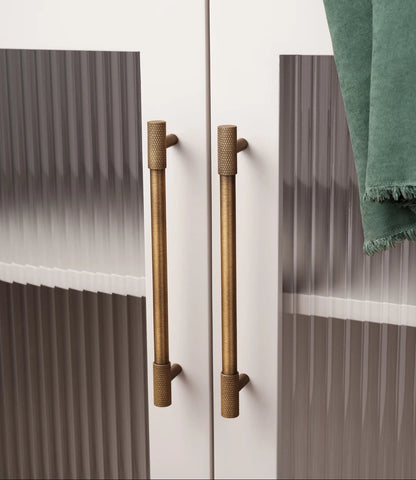 Solid Brass Furniture Handles Cross Knurled Single Hole Drawer Knobs T Bar Bronze Wardrobe Kitchen Cabinet Long Pulls