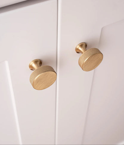 Solid Brushed Brass Handle Cross Knurled Kitchen Cabinet Pulls Wardrobe Drawer Knob