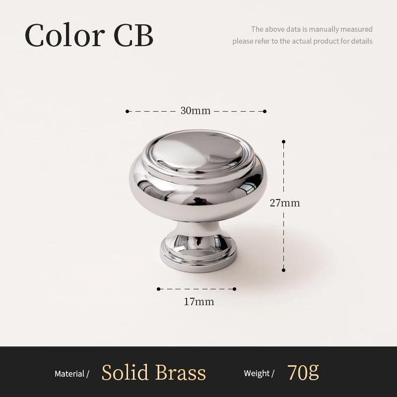Chrome Brass Kitchen Cabinet Handles Solid Silver Copper Wardrobe Pulls Furniture Handle Dresser Drawer Knobs