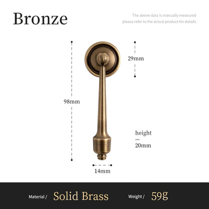 Antique Solid Brass Furniture Handles Modern Minimalist Conical Drawer Knob T-Bar Pull Bronze Kitchen Cabinet Handle