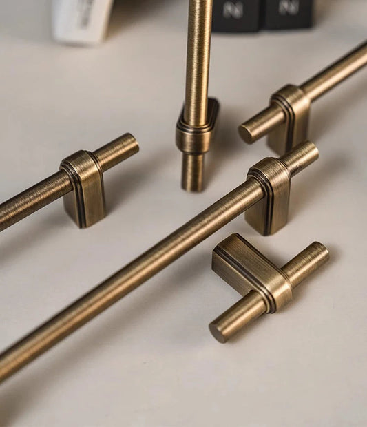 Solid Brass Cabinet Handle and Knob Drawer Knobs T Bar Bedroom Kitchen Handle Hardware / Drawer Pulls Antique Bronze