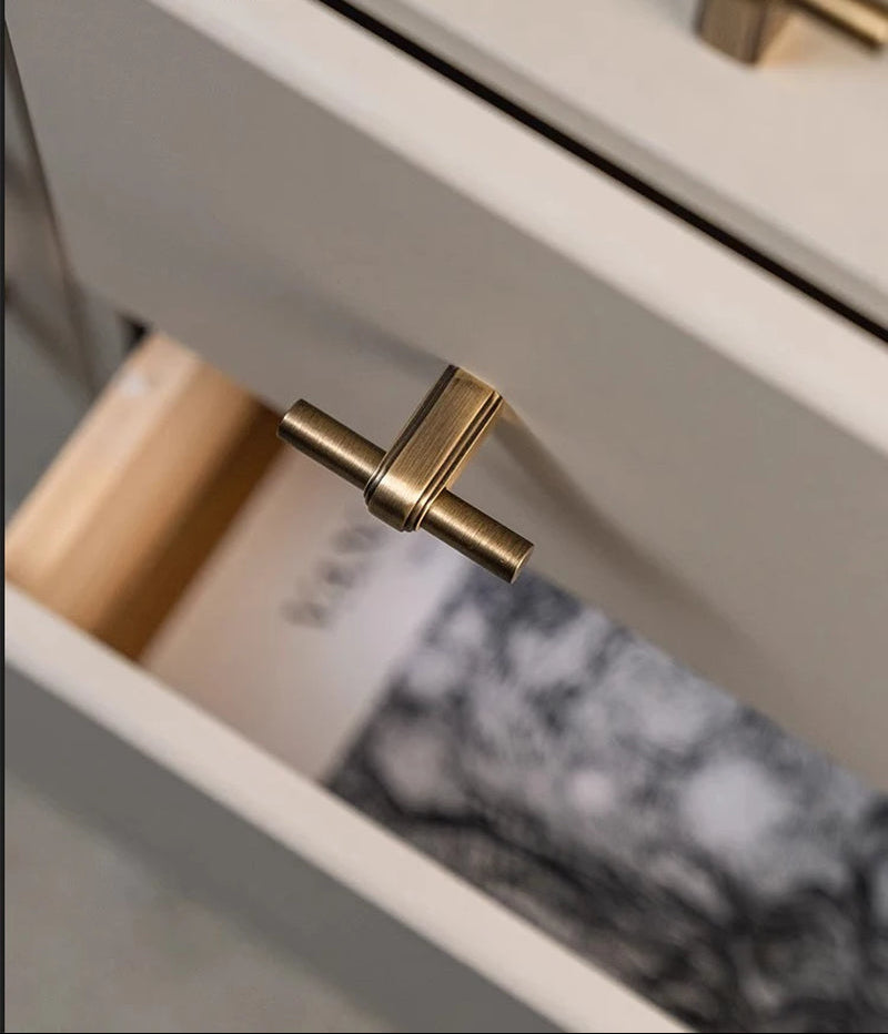 Solid Brass Cabinet Handle and Knob Drawer Knobs T Bar Bedroom Kitchen Handle Hardware / Drawer Pulls Antique Bronze