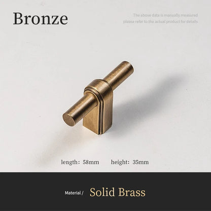 Solid Brass Cabinet Handle and Knob Drawer Knobs T Bar Bedroom Kitchen Handle Hardware / Drawer Pulls Antique Bronze