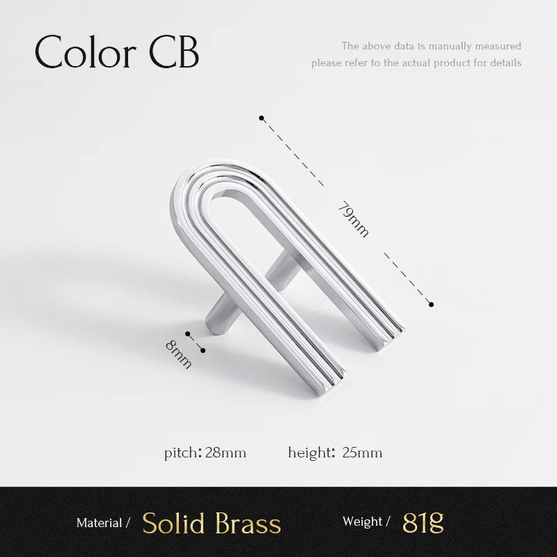 Solid Brass Handle Chrome Silver Kitchen Cabinet Pulls Bedroom Wardrobe Handles Luxury Furniture Drawer Knob