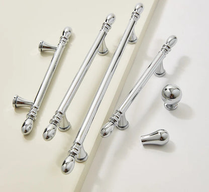 Brass Bright Silver Furniture Handles Nordic Modern Minimalist Chrome Luxury Wardrobe Kitchen Cabinet Closet Drawer Dresser Knob
