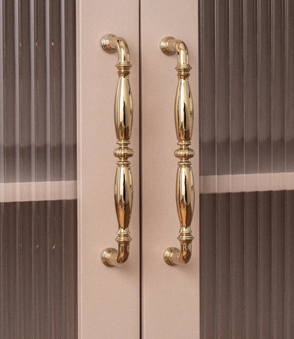 Solid Brass Kitchen Cabinet Handle Bright PVD Gold Luxury Furniture Pull Wardrobe Dresser Drawer Knob