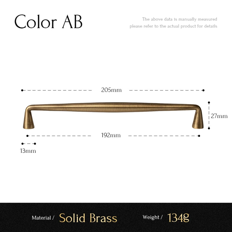 Solid Antique Brass Handle Kitchen Cabinet Pull Wardrobe Drawer Knob Furniture Hardware Long