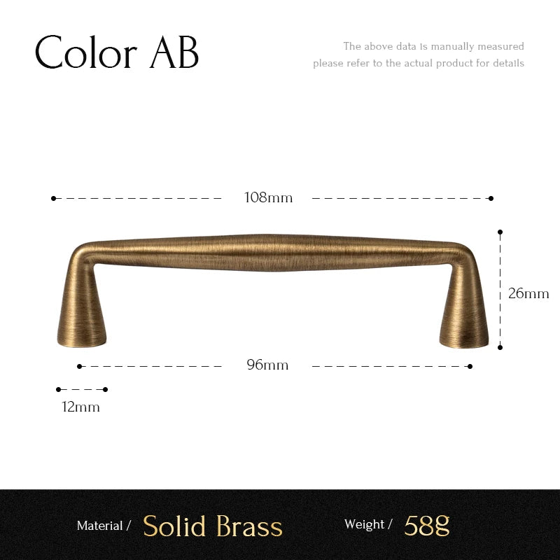 Solid Antique Brass Handle Kitchen Cabinet Pull Wardrobe Drawer Knob Furniture Hardware Long