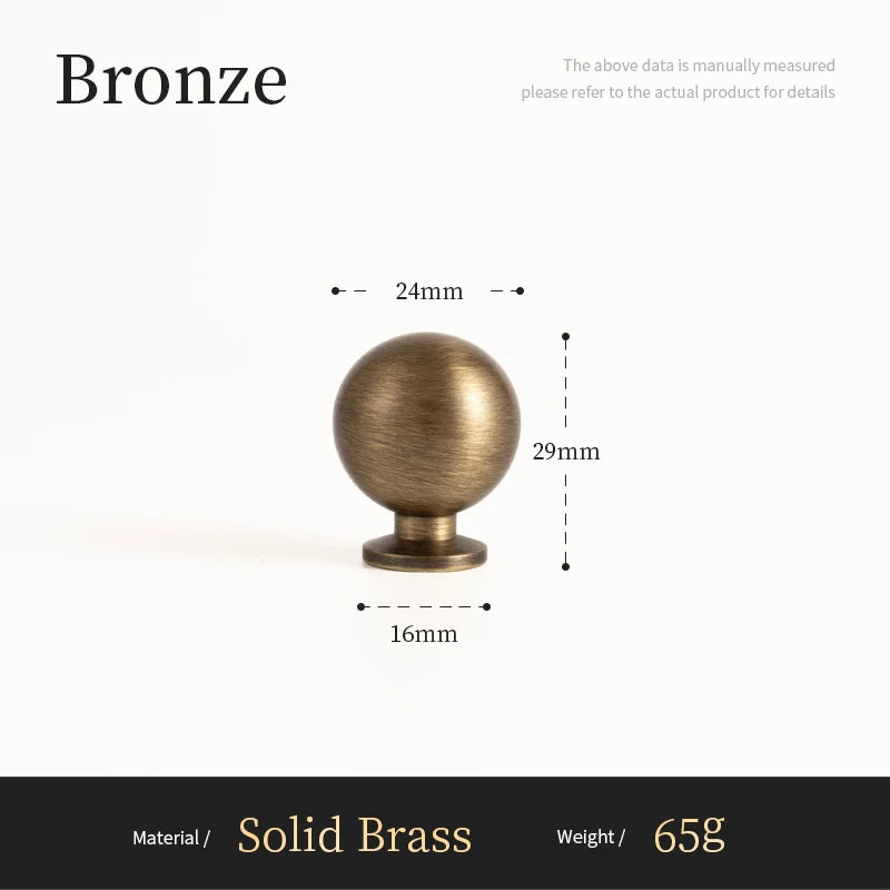 Antique Brass round Cabinet Handles Drawer Knobs Solid Vintage Bronze Knob Retro Brass Kitchen Hardware for Cupboard Furniture