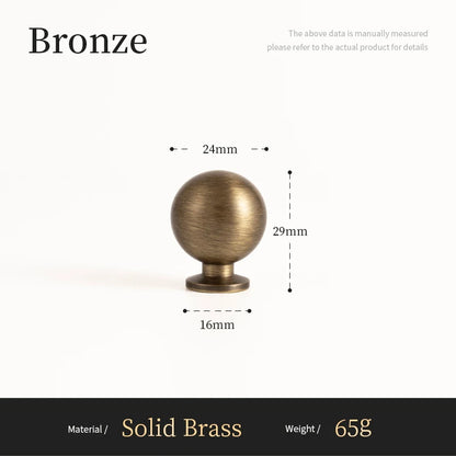 Antique Brass round Cabinet Handles Drawer Knobs Solid Vintage Bronze Knob Retro Brass Kitchen Hardware for Cupboard Furniture