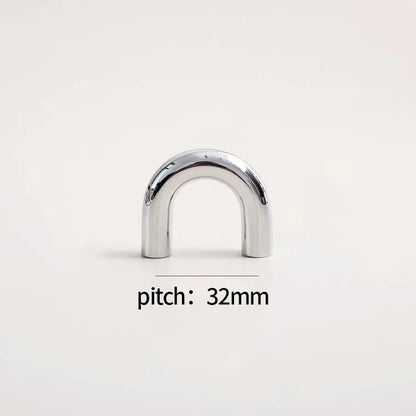 U-Shaped Chrome Furniture Handle Solid Brass Bright Silver Shell Drawer Knob Modern Simple T-Bar Cabinet Long Pull