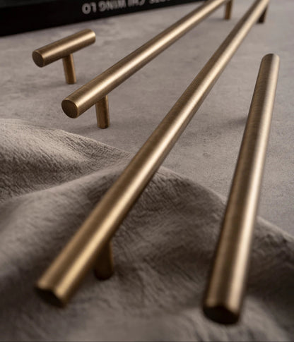 Antique Brass Solid T Bar Cabinet Minimalist Long Handles Bronze Kitchen Cabinet Pulls Dresser Drawer Knobs