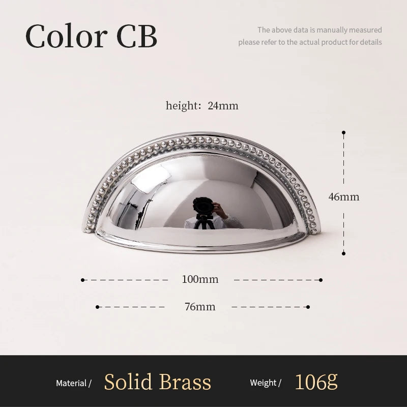 Solid Brass Cabinet Handle Chrome Silver Kitchen Cabinet Pull Wardrobe Dresser Drawer Knob Furniture Hardware Accessories