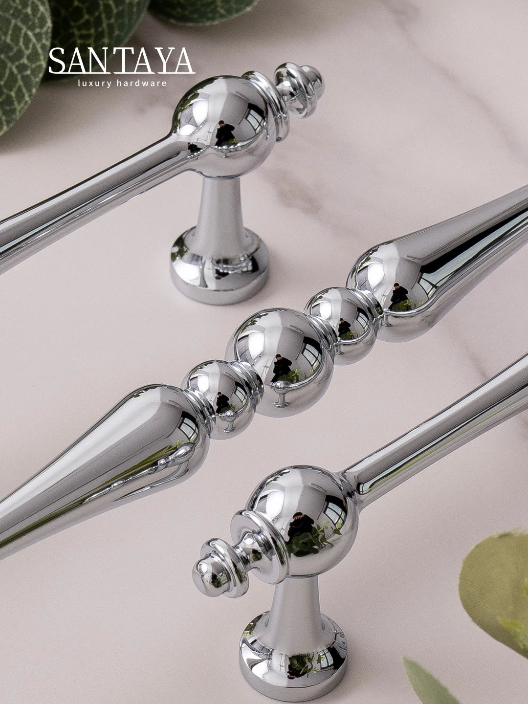 Chrome Brass Kitchen Cabinet Handles Solid Silver Copper Wardrobe Pulls Furniture Handle Dresser Drawer Knobs