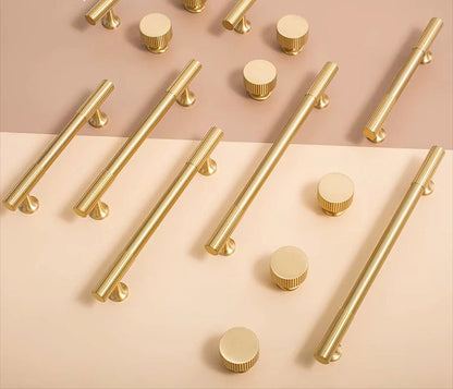 Solid Brass Handle Vertical Lines Linear Kitchen Cabinet Gold Knobs T Bars Bedroom Wardrobes Long Pull Drawer Handle