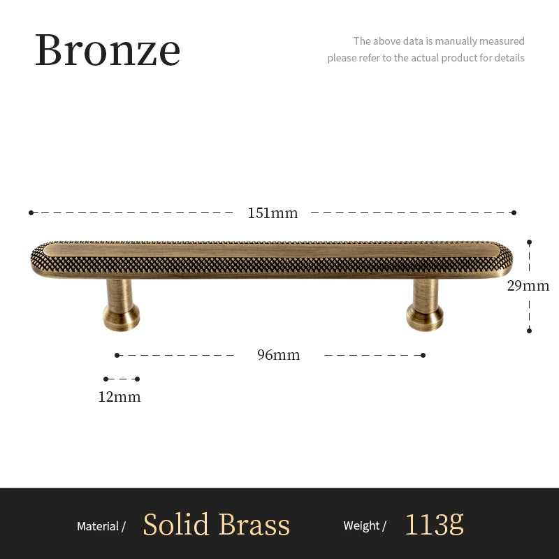 Antieke Messing T-Bar Kastgrepen met Knurled Grid – Vintage Bronzen Keukenaccessoires