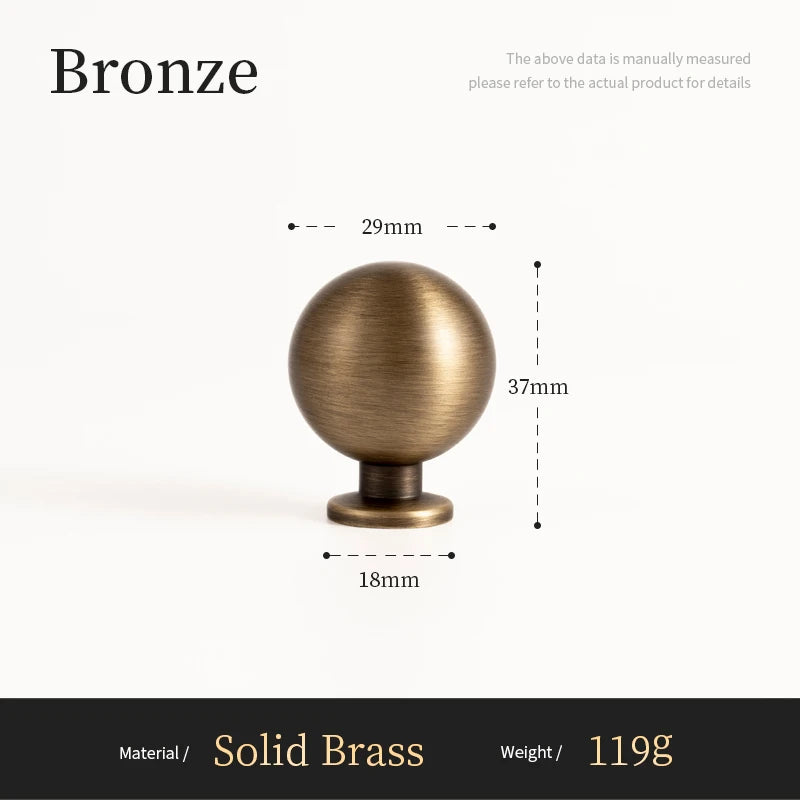 Antique Brass round Cabinet Handles Drawer Knobs Solid Vintage Bronze Knob Retro Brass Kitchen Hardware for Cupboard Furniture