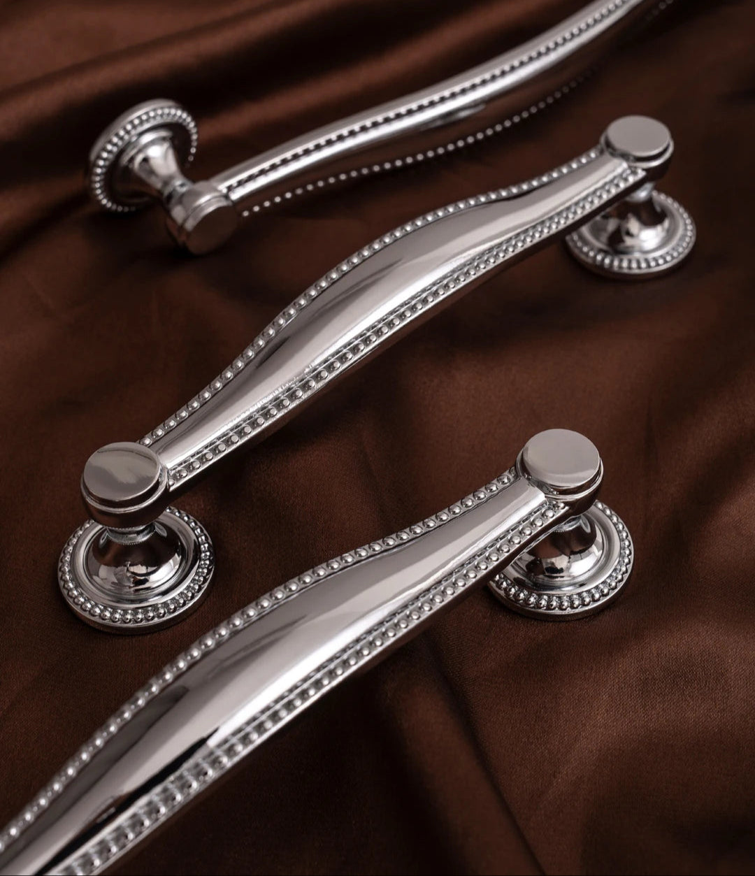 Solid Brass Cabinet Handle Chrome Silver Kitchen Cabinet Pull Wardrobe Dresser Drawer Knob Furniture Hardware Accessories