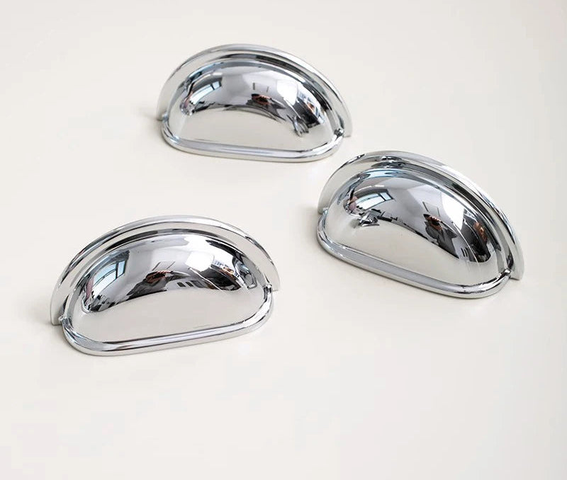 U-Shaped Chrome Furniture Handle Solid Brass Bright Silver Shell Drawer Knob Modern Simple T-Bar Cabinet Long Pull