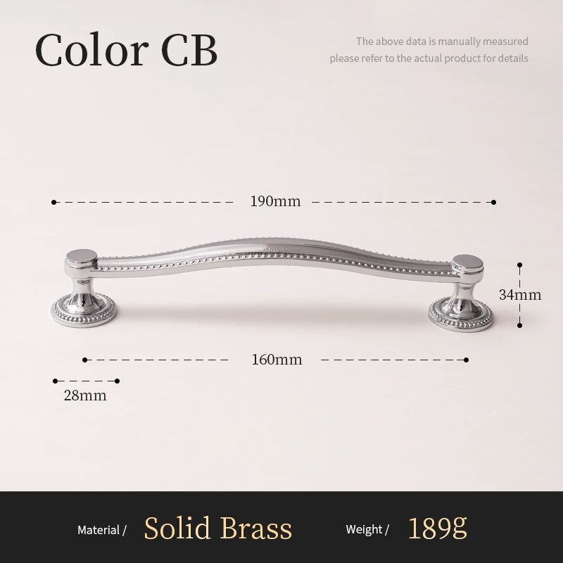 Solid Brass Cabinet Handle Chrome Silver Kitchen Cabinet Pull Wardrobe Dresser Drawer Knob Furniture Hardware Accessories