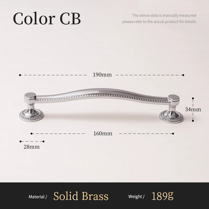 Solid Brass Cabinet Handle Chrome Silver Kitchen Cabinet Pull Wardrobe Dresser Drawer Knob Furniture Hardware Accessories