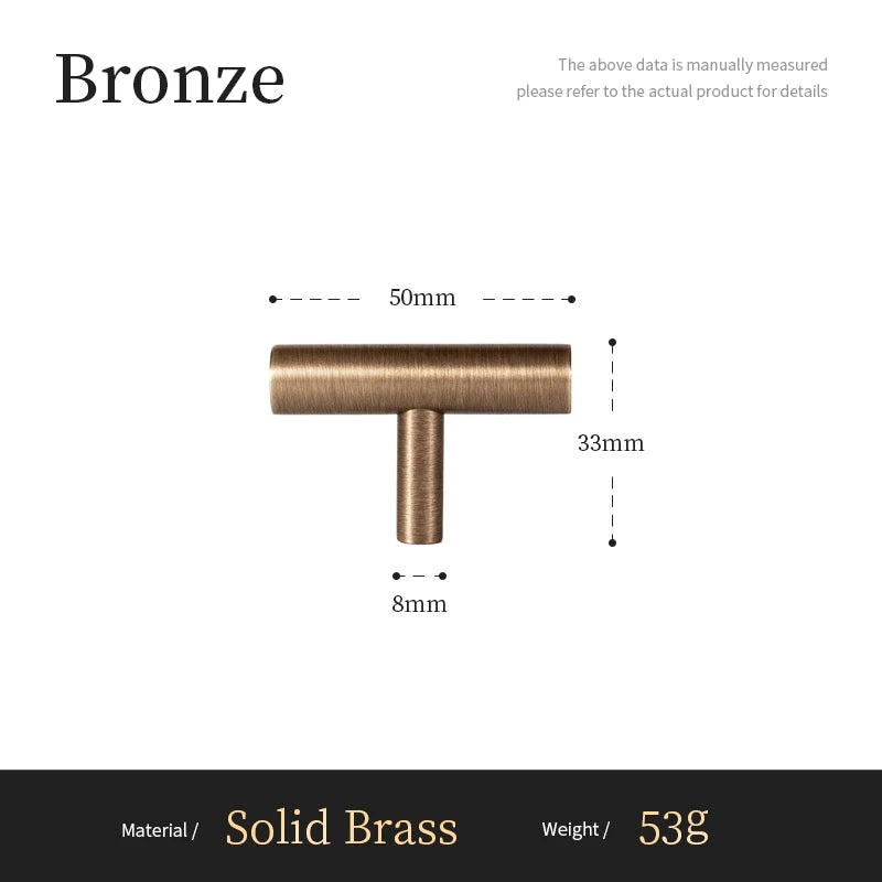 Antique Brass Solid T Bar Cabinet Minimalist Long Handles Bronze Kitchen Cabinet Pulls Dresser Drawer Knobs