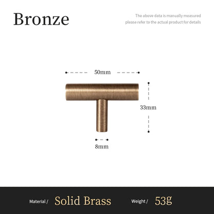 Antique Brass Solid T Bar Cabinet Minimalist Long Handles Bronze Kitchen Cabinet Pulls Dresser Drawer Knobs