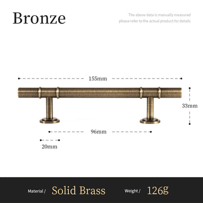 Antique Solid Brass Furniture Handles Modern Minimalist Conical Drawer Knob T-Bar Pull Bronze Kitchen Cabinet Handle