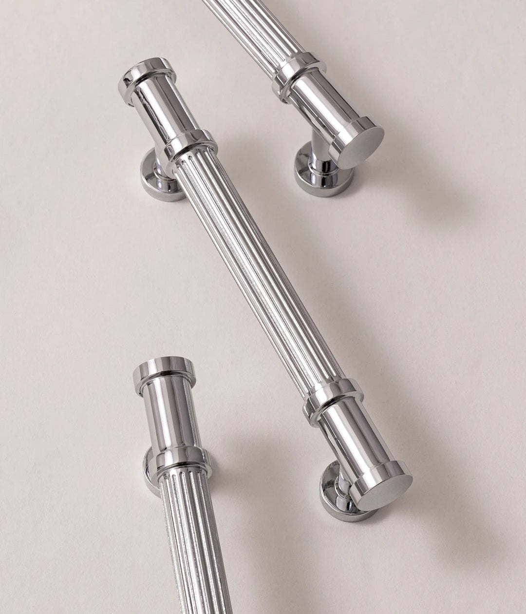 Solid Brass Luxury Furniture Handle Ribbed Romance Style Chrome Silver T-Bar Kitchen Cabinet Pull Wardrobe Door Copper Knob