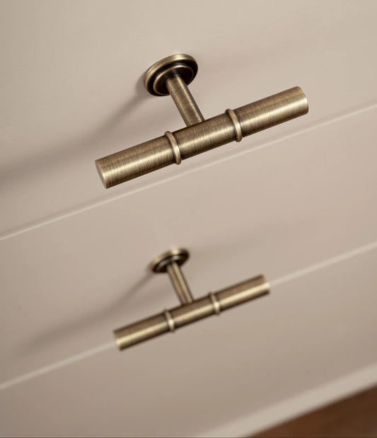 Antique Solid Brass Furniture Handles Modern Minimalist Conical Drawer Knob T-Bar Pull Bronze Kitchen Cabinet Handle