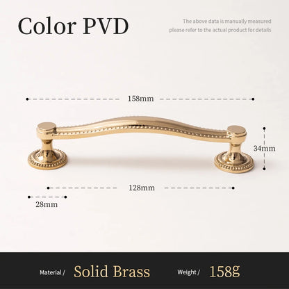 Brass Kitchen Cabinet Pull PVD Bright Gold Bedroom Dressing Table Handle Wardrobe Drawer Knob Luxury Furniture Hardware