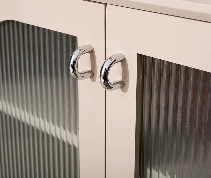 U-Shaped Chrome Furniture Handle Solid Brass Bright Silver Shell Drawer Knob Modern Simple T-Bar Cabinet Long Pull