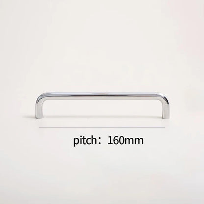 U-Shaped Chrome Furniture Handle Solid Brass Bright Silver Shell Drawer Knob Modern Simple T-Bar Cabinet Long Pull