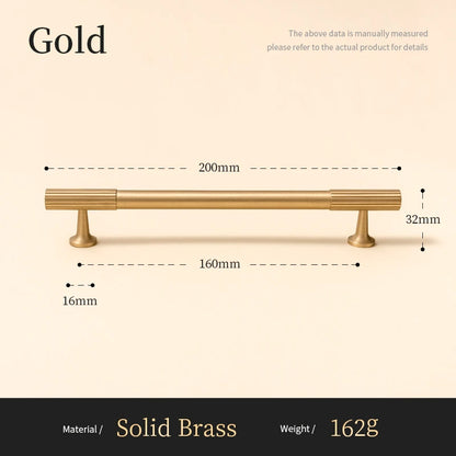 Solid Brass Handle Vertical Lines Linear Kitchen Cabinet Gold Knobs T Bars Bedroom Wardrobes Long Pull Drawer Handle