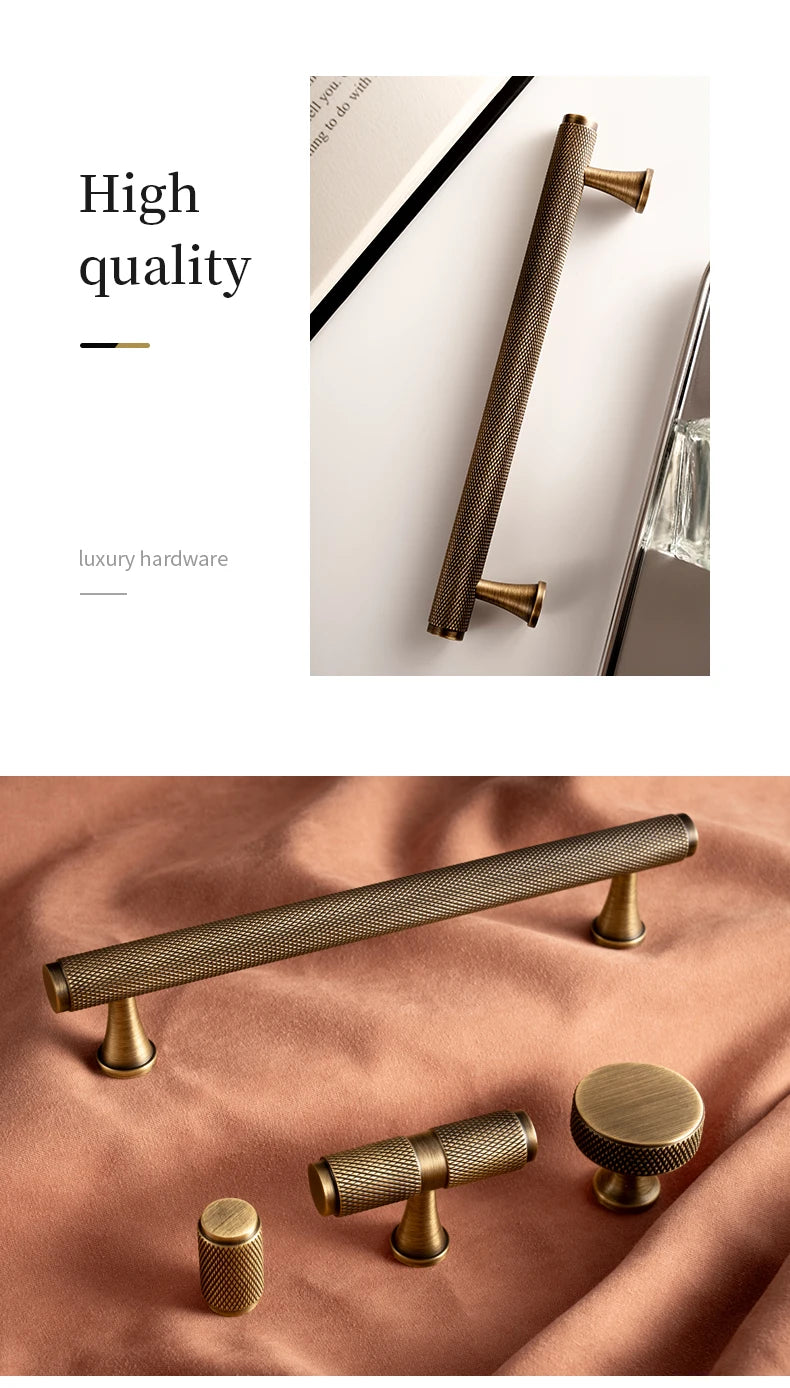 Luxe bronzen kastgreep met diamantstructuur - messing
