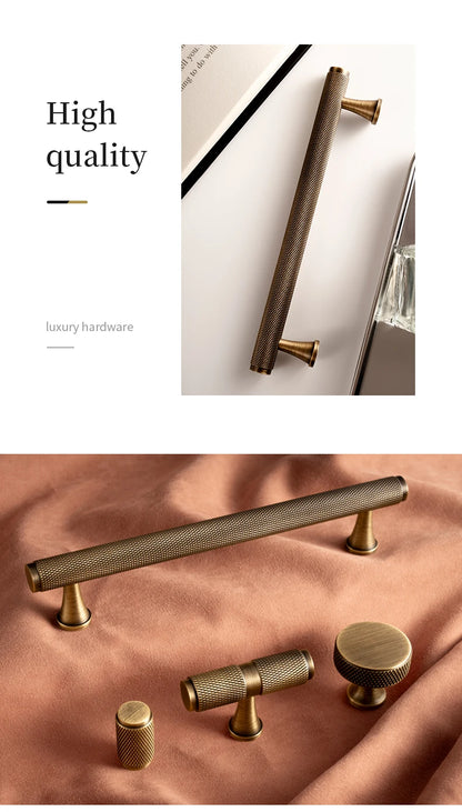 Luxe bronzen kastgreep met diamantstructuur - messing