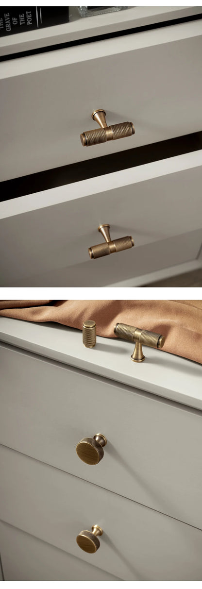 Luxe bronzen kastgreep met diamantstructuur - messing