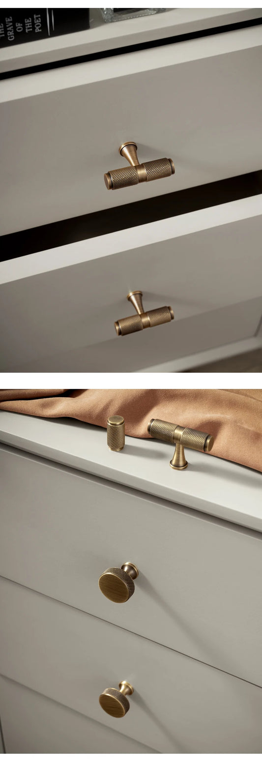 Luxe bronzen kastgreep met diamantstructuur - messing