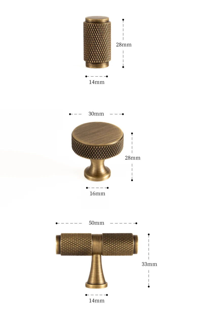 Luxe bronzen kastgreep met diamantstructuur - messing