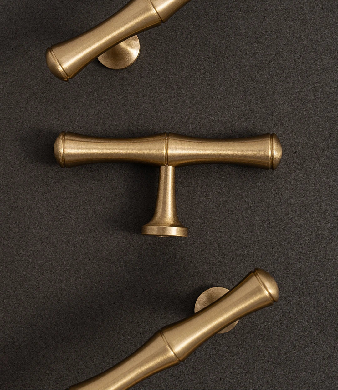 Solid Brushed Brass Handle Bamboo Kitchen Cabinet Pull Wardrobe Drawer Knob