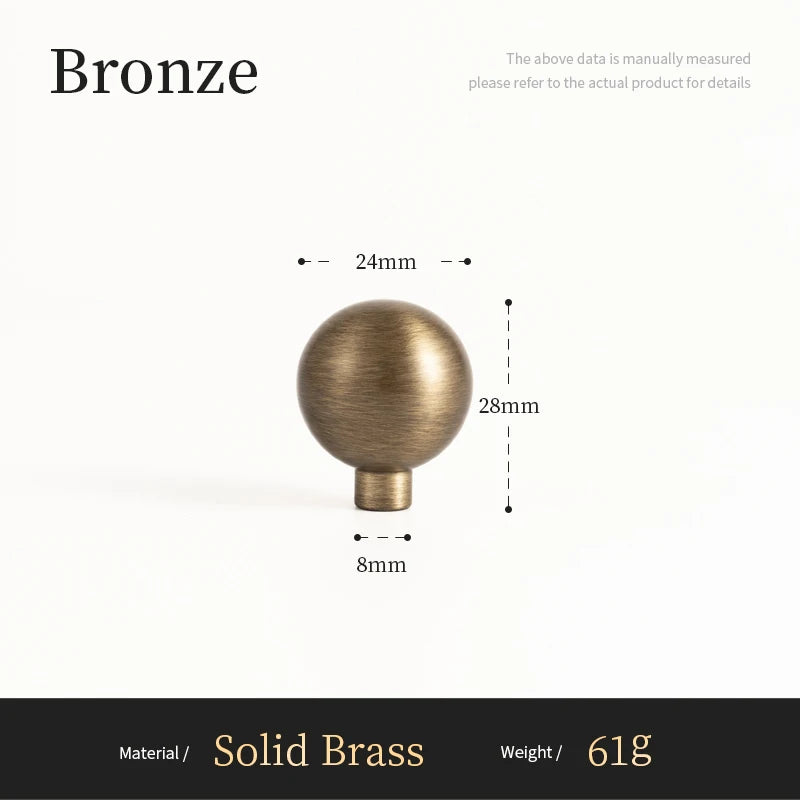 Antique Brass round Cabinet Handles Drawer Knobs Solid Vintage Bronze Knob Retro Brass Kitchen Hardware for Cupboard Furniture