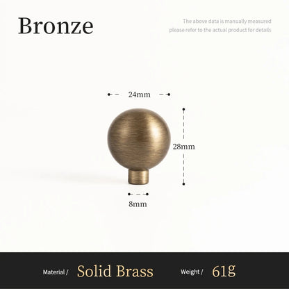 Antique Brass round Cabinet Handles Drawer Knobs Solid Vintage Bronze Knob Retro Brass Kitchen Hardware for Cupboard Furniture
