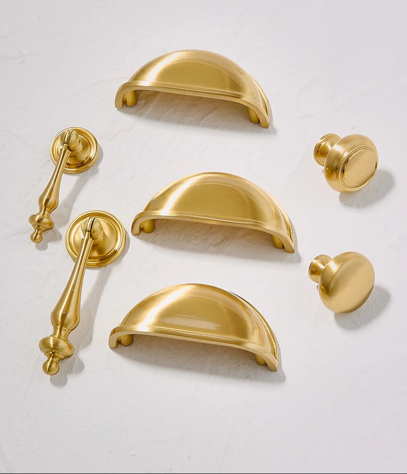 Brass Kitchen Furniture Handles Cupboard Cabinet Door Handle Wardrobe Shoe Cabinet Pulls Shell Golden Drawer Knob Nordic