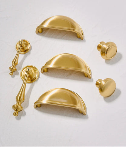 Brass Kitchen Furniture Handles Cupboard Cabinet Door Handle Wardrobe Shoe Cabinet Pulls Shell Golden Drawer Knob Nordic