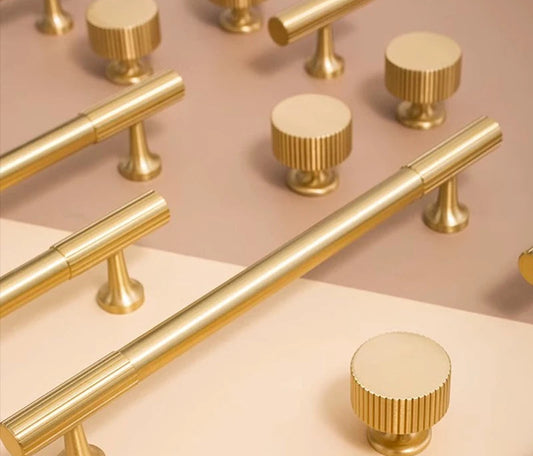 Solid Brass Handle Vertical Lines Linear Kitchen Cabinet Gold Knobs T Bars Bedroom Wardrobes Long Pull Drawer Handle